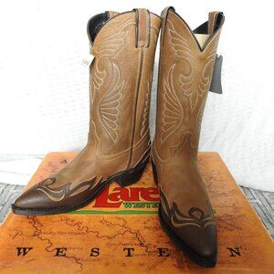 NWT Laredo Authentic Western Boots Mexico Faux Leather Distressed Brown 8.5